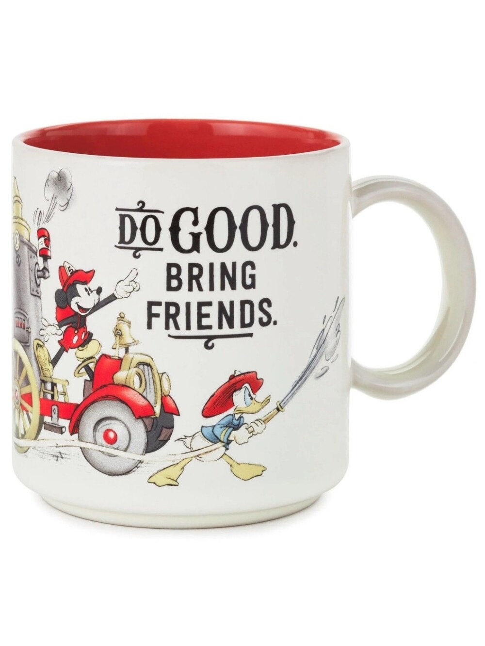 Hallmark Disney White Mug with Red Interior and Classic Character Firetruck New
